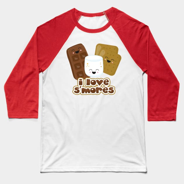 I Love S'Mores Baseball T-Shirt by PinkInkArt